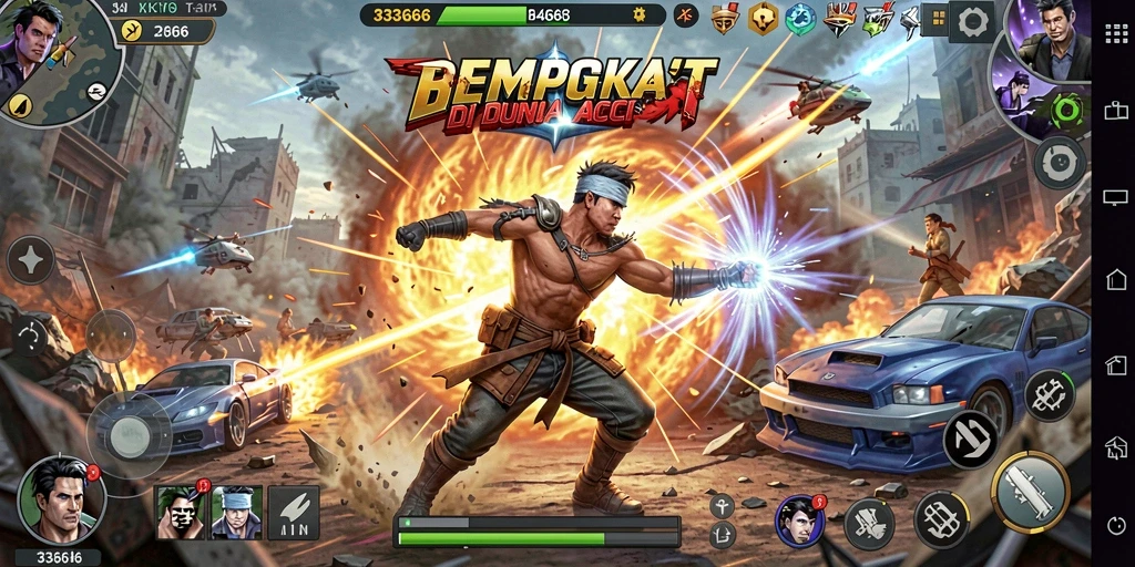 Screenshot utama 333666 menampilkan adegan aksi yang mendebarkan.