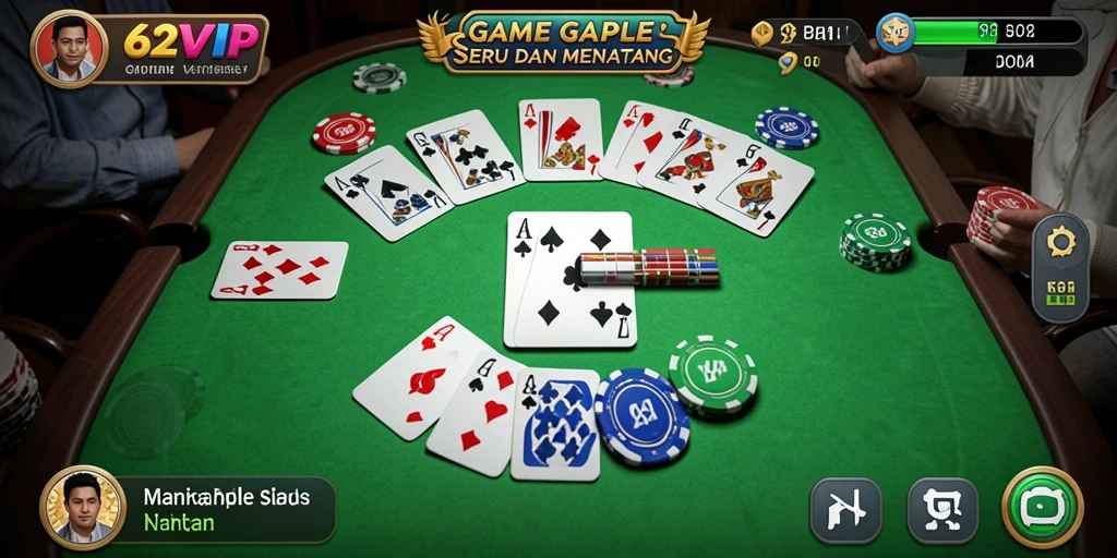 Tampilan gameplay Gaple yang seru dan menarik di 62VIP.
