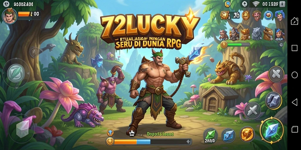 Tangkapan layar gameplay <strong>72LUCKY</strong> menampilkan aksi pertarungan seru di dunia RPG.
