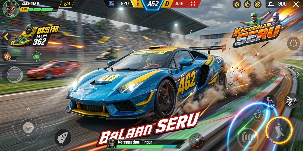 Gameplay balapan seru di AA62 dengan grafis menakjubkan.