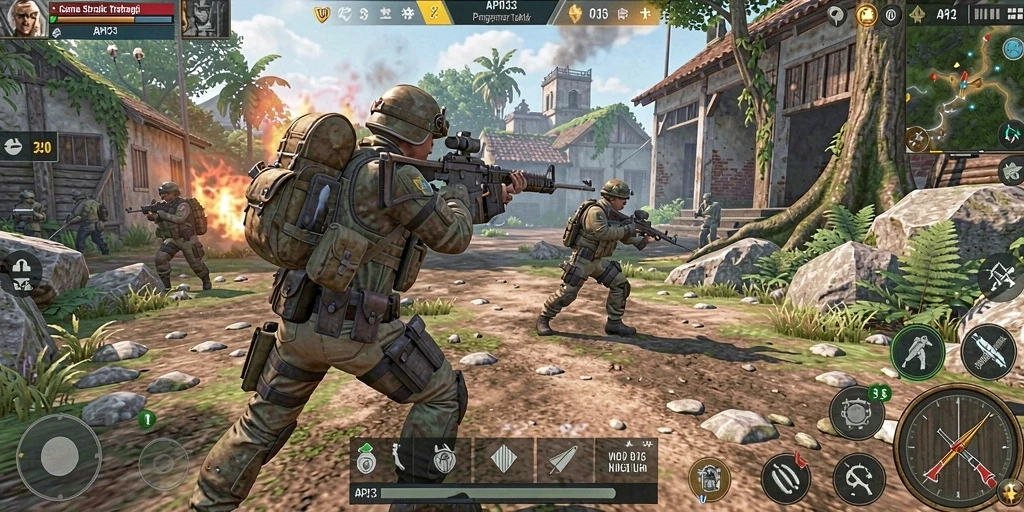 Screenshot utama API33 menunjukkan gameplay yang intens dan strategi yang dalam.