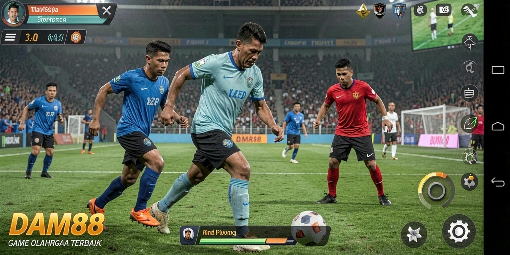 Screenshot gameplay intens dari DAM88 menampilkan aksi olahraga nyata.