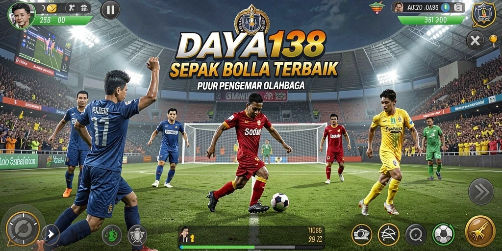 Tampilan gameplay nyata dari <strong>DAYA138</strong> dengan aksi sepak bola seru.