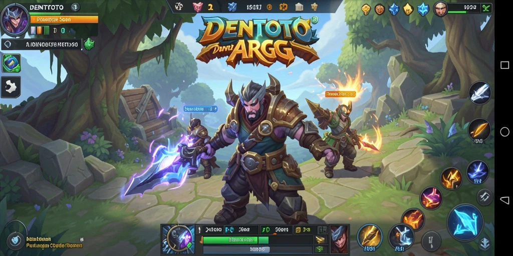 Tampak aksi pertarungan epik dalam DENTOTO dengan karakter yang beragam.