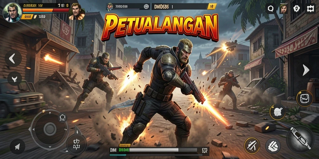 Tampilan gameplay DMD686 yang mendebarkan dan penuh aksi.