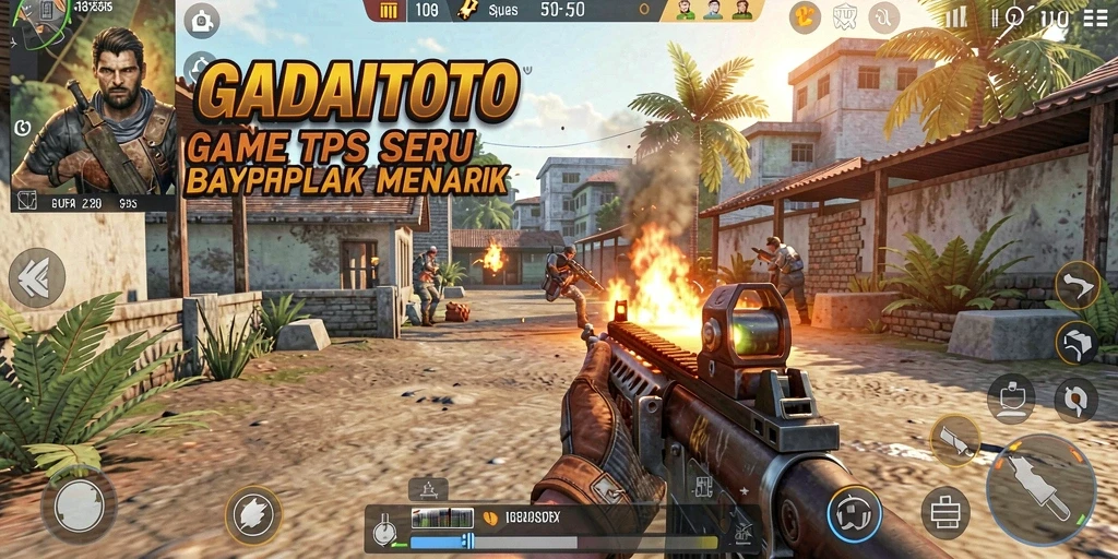 Tampilan layar permainan GADAITOTO dengan aksi pertempuran yang intens.