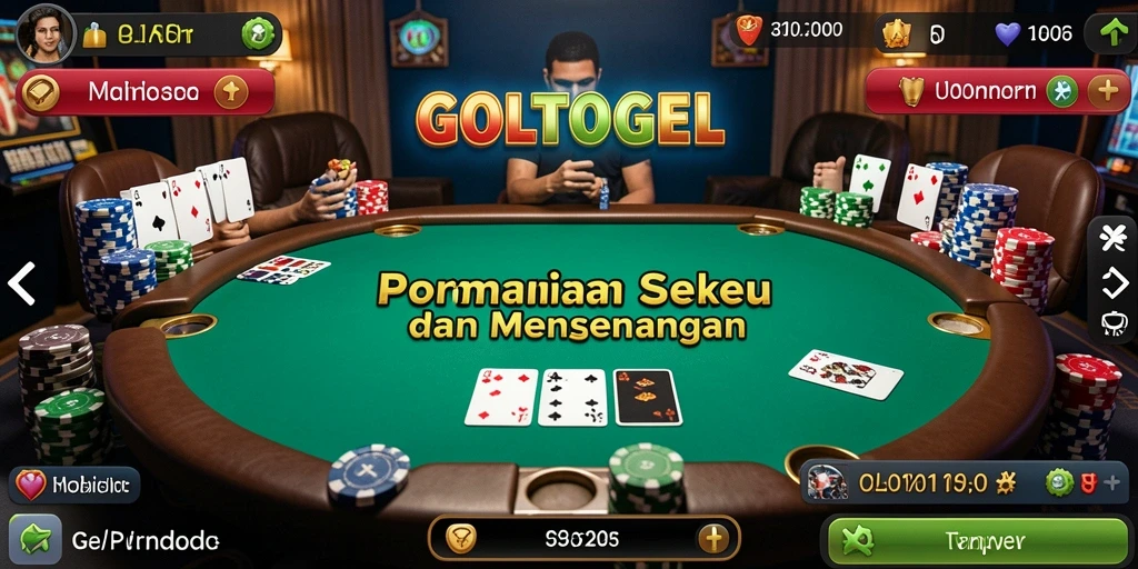 Screenshot gameplay GOLTOGEL dengan tampilan poker yang menarik.