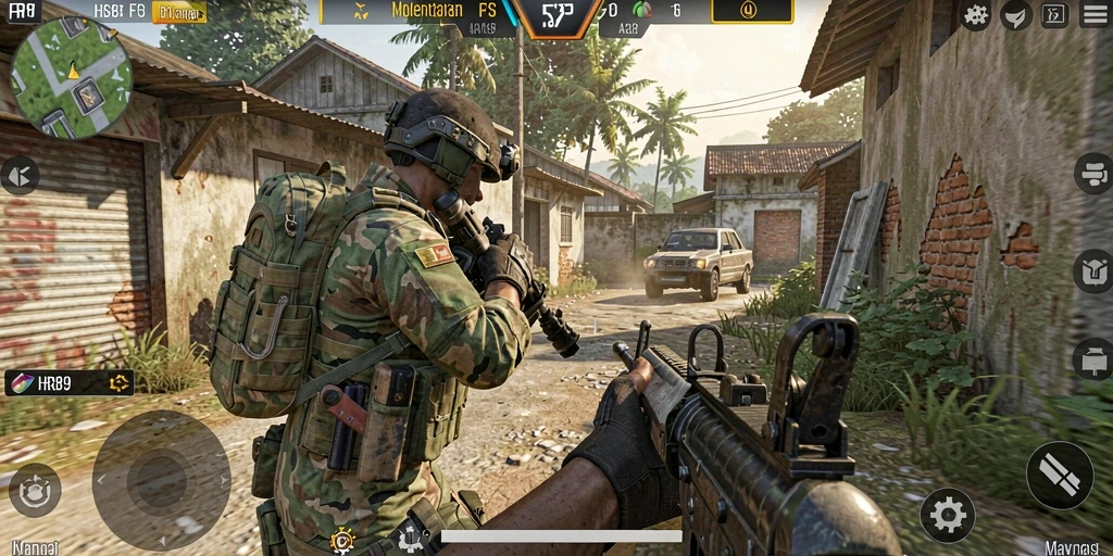Gameplay HR89 dengan aksi tembak-menembak yang intens dan seru.