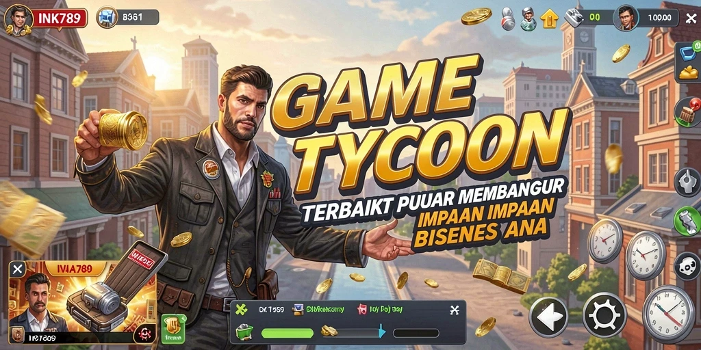 Tampilan gameplay INK789 yang menampilkan manajemen bisnis Tycoon.
