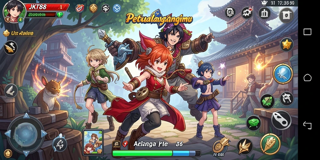 Tampilan seru gameplay JKT88 dengan karakter Anime yang menarik.