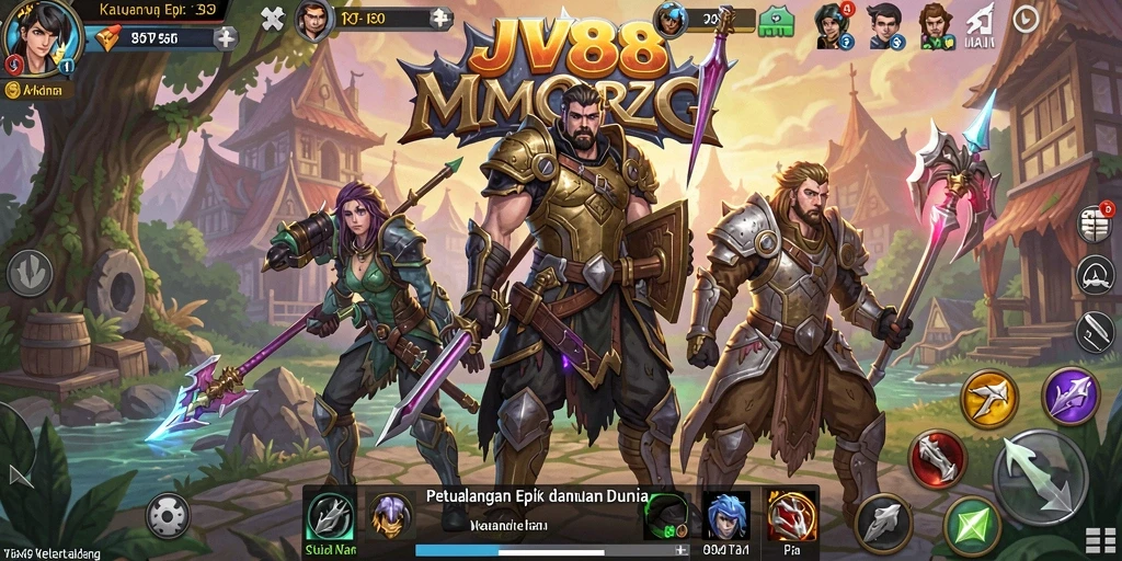 Screenshot gameplay JV88 menampilkan pertempuran epik dan eksplorasi dunia yang luas.