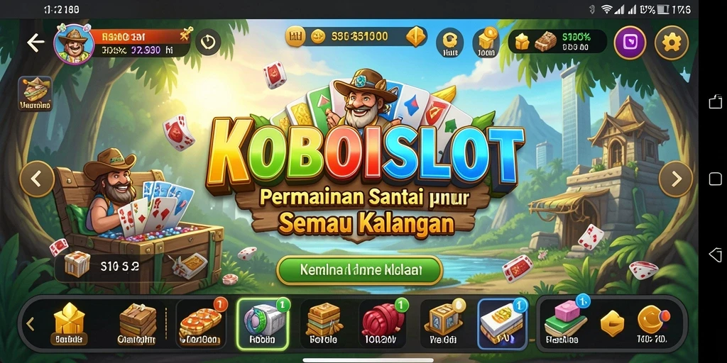 Tampilan seru gameplay KOBOISLOT dengan slot yang berwarna-warni.