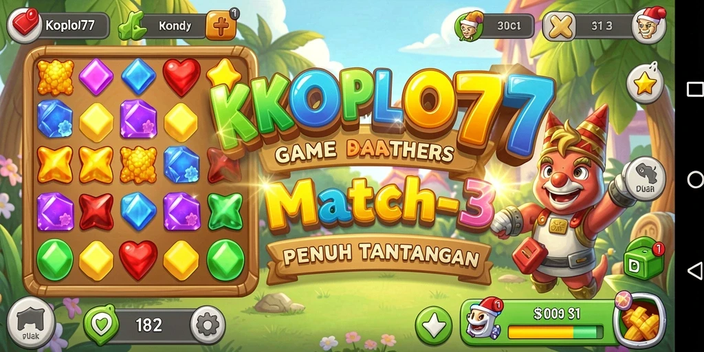 Tampilan gameplay KOPLO77 dengan elemen berwarna-warni.