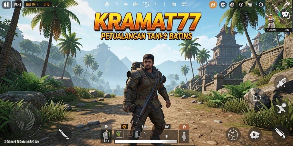 Screenshot KRAMAT77 menampilkan pemandangan indah dunia terbuka.