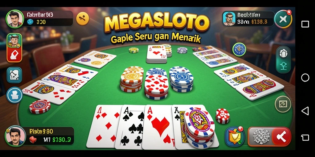 Screenshot MEGASLOTO menampilkan aksi seru permainan Gaple.