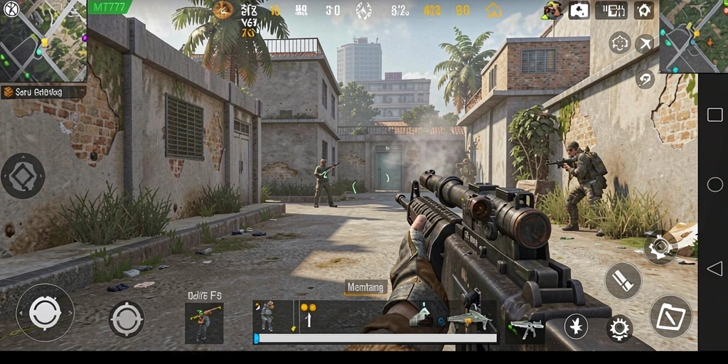 Screenshot gameplay MT777 dengan aksi tembak-menembak intens.