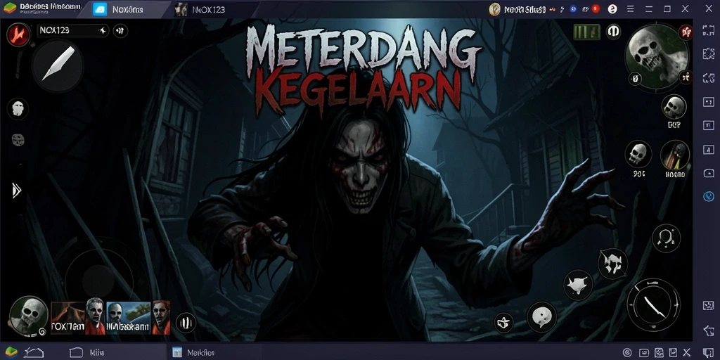 Gameplay NOX123 yang menegangkan dengan suasana menyeramkan.