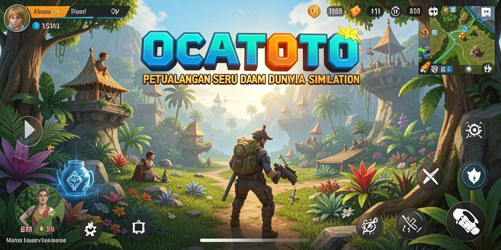 Tangkapan layar gameplay OCATOTO menunjukkan dunia virtual yang kaya dan interaktif.