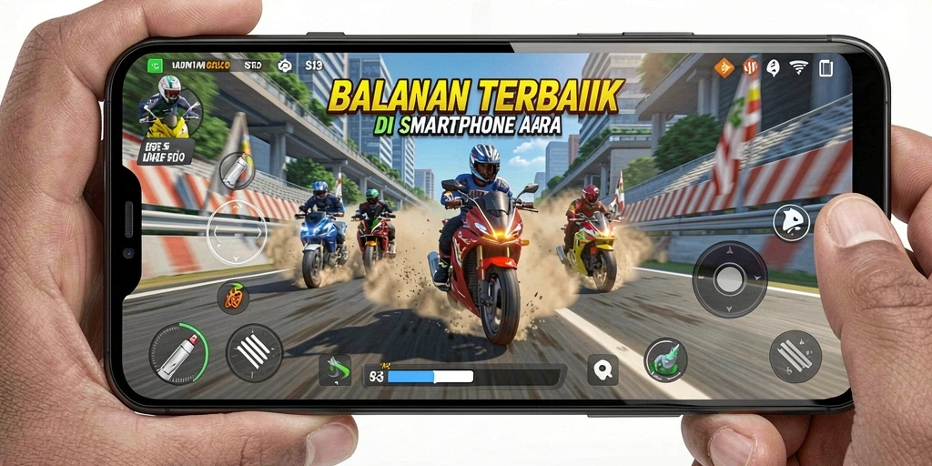 Gameplay S13 yang mendebarkan dengan balapan motor cepat.