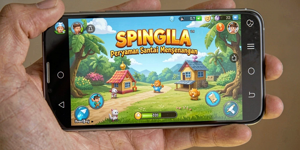 Tampilan gameplay SPINGILA yang menarik dan penuh warna.