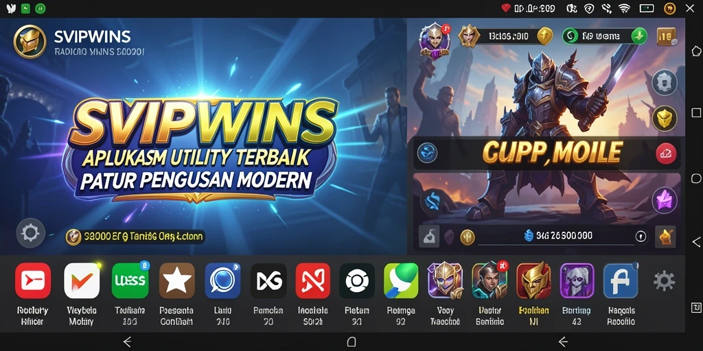 Screenshot utama SVIPWINS menunjukkan fitur optimasi kinerja aplikasi.