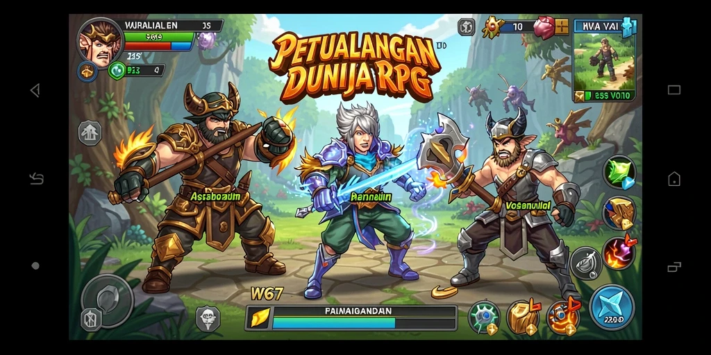 Gameplay seru dari W67 dengan karakter dan petualangan RPG yang menantang.